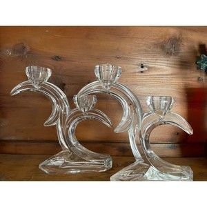 Pair Of Bleikristall Lead Crystal Tapered Candle Stick Holder ~ Germany